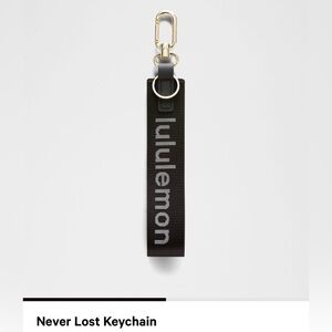 Lululemon Never Lost Black Keychain with Gold Clip